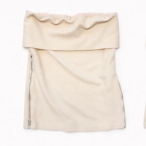 Zara Beige Strapless Zipper Top